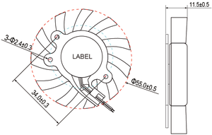 Coolcox 60mm không khung trục quạt làm mát với 55x11.5mm không cánh thiết kế 5V 12V 24V giao diện điện làm mát không khí cho card đồ họa - Product Image 6