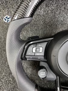 พวงมาลัยคาร์บอนไฟเบอร์ทรงสปอร์ตแบบฐานแบนสำหรับ Volkswagen Golf <span class=keywords><strong>7r</strong></span> Gti MK7 POLO Passat CC Jetta ปรับแต่งได้ตามต้องการ - Product Image 3