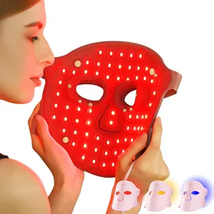 Lampu masker wajah Led nirkabel, lampu terapi foton lampu merah untuk Wajah 5 warna LED Masker Perawatan Kulit Wajah