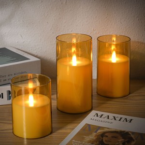 شمعة <span class=keywords><strong>LED</strong></span> عمودية مع تحكم عن بعد، لهب أصفر، غطاء أكريليك، بدون لهب حقيقي، موفرة للطاقة، لتزيين المنزل وأعياد الميلاد - Product Image 3