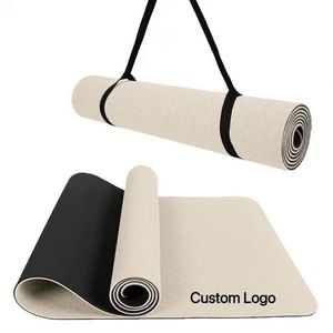 Tapis de yoga en caoutchouc PU vegan écologique, couleur nude unie, design personnalisé - Product Image 1