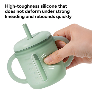 Gobelet à eau pour bébé en silicone sans BPA, anti-fuite, avec poignée, biberon d'apprentissage pour bébé - Product Image 4