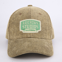 Casquette de baseball personnalisée en velours côtelé avec logo en patch de caoutchouc, casquette structurée à 6 panneaux, style papa, vintage, rétro, pour le sport en plein air, pour hommes