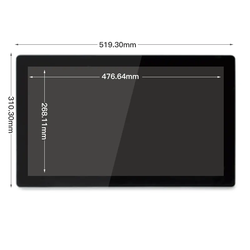21.5 Inch Industrial Lcd Monitor Touch Screen VESA Embedded Pure Flat Wall Mounted Metal Aluminum Casing Display Touchscreen