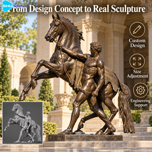 Sculpture en bronze homme <span class=keywords><strong>et</strong></span> <span class=keywords><strong>cheval</strong></span> grandeur nature, statue classique personnalisée pour musée, place publique, parc, hôtel, jardin, centre d'art, cour. - Product Image 3