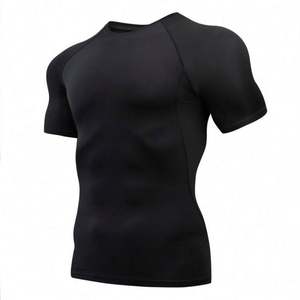T-shirt de compression à manches courtes pour homme, coupe ajustée, col rond, séchage rapide, idéal pour la course à pied, le cyclisme, la musculation et l'entraînement en salle de sport - Product Image 4