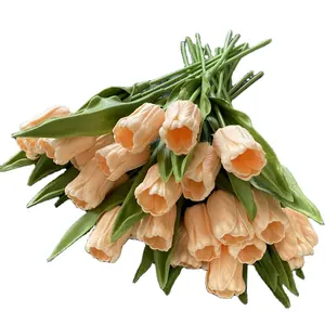 Preço barato Premium Real Touch em massa falso flores de seda artificiais tulipas haste pacote para arranjo floral