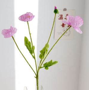 Venda quente Única Papoula Flores Anêmona Branco Artificial Mar Anêmona Flor para Casa Decoração Interior Do Casamento - Product Image 1