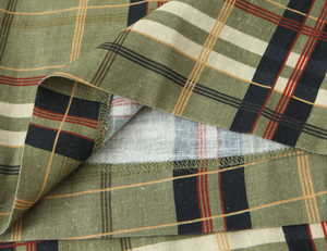 Pantaloni personalizzati da donna versatili e Casual in misto <span class=keywords><strong>lino</strong></span> Casual pantaloni a scacchi verdi adattati pantaloni con stampa Plaid all'ingrosso della fabbrica - Product Image 5