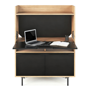 <span class=keywords><strong>Bureau</strong></span> d'ordinateur portable pliable en bois avec rangement et design convertible - Multifonctionnel et peu encombrant pour salon ou <span class=keywords><strong>bureau</strong></span> - Product Image 2