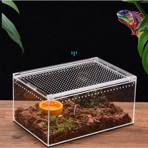 Boîte acrylique transparente pour animaux de compagnie Reptile Boîte d'alimentation pour lézard et tortue, boîte magnétique coulissante pour animaux de compagnie en acrylique - Product Image 1