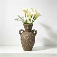 Vas Amphora Vintage mgo dengan Pegangan Ganda, Tekstur Timbul, Gaya Rustic Wabi Sabi untuk Bunga Kering, Dekorasi Meja Rumah Gaya Farmhouse