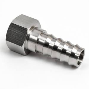 ข้อต่อลมแรงดันสูงสแตนเลสกลึงด้วยเครื่อง CNC แบบหกเหลี่ยมพร้อมแหวนหนามเกลียวในสำหรับต่อสายลม - Product Image 1