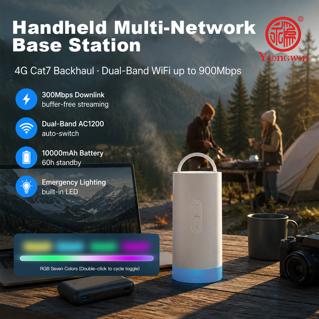4G Cat7 CPE Device 300Mbps High Speed Download Dual Band WiFi 10000mAh Battery with Lighting Function Home Enterprise Router