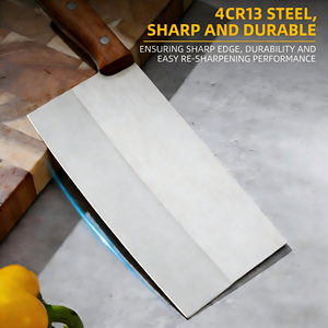 Couteau de cuisine forgé à la main 2 en 1, trancheur et hachoir, lame 4Cr13, manche en bois durable, couteau de chef professionnel pour la maison et les restaurants - Product Image 2