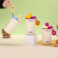 Gourde isotherme portable en acier inoxydable avec logo personnalisé, mignonne, avec poignée et paille pour enfants