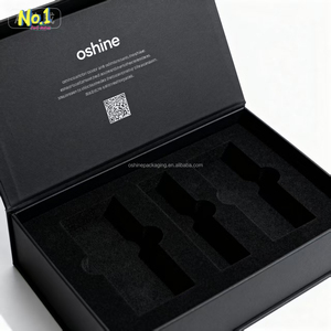 Scatole di Lusso Personalizzate con Logo, Riciclabili, Pieghevoli, Rigide, con Coperchio Magnetico, Scatola Regalo di Lusso Nera con Fodera in Spugna - Product Image 2