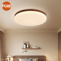 Lampu langit-langit sederhana 24W 39W, lampu langit-langit ruang tamu dapat diredupkan warna kenari kamar anak-anak lampu Led Kayu