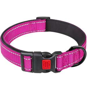 Collar de Perro Ajustable Reflectante Cobello de Nailon con Cierre de Hebilla, Suave, Transpirable, con Decoración de Cintas de Patrón Sólido para Perros Grandes - Product Image 1