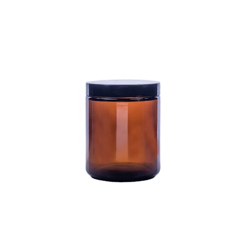 250Ml 8Oz Rỗng Dark Amber Glass Nến Jar Với Nắp Nến Thơm Thủy Tinh Jar