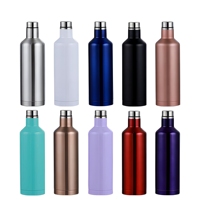 Bouteille à vin isotherme en acier inoxydable 304 de qualité alimentaire de 500 ml, gourde portable isolée anti-fuite pour le camping, les pique-niques et les voyages en plein air