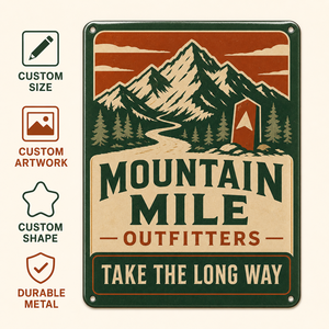 Panneau de signalisation vintage en <span class=keywords><strong>métal</strong></span> émaillé personnalisé pour sentiers de montagne, <span class=keywords><strong>décoration</strong></span> <span class=keywords><strong>murale</strong></span> <span class=keywords><strong>extérieure</strong></span> pour cabane, café, magasin de détail, promotion en gros OEM - Product Image 3