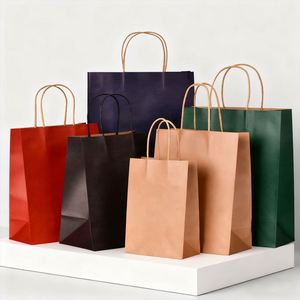 Cheap Promotion of Eco-Friendly Brown Kraft Paper Shopping <b>Bags</b> Customizable Logo Biodegradable and Durable-for Takeaway Crafts - Product Image 2