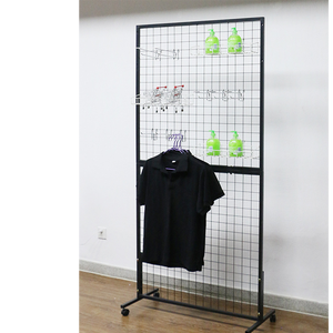 Dây màu đen gridwall tấm hai-đôi t-cơ sở tháp di động Floorstanding nghệ thuật & thủ công hiển thị công bằng giá với bánh xe và chân - Product Image 4