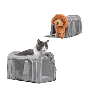 कार ट्रैवल एक्सेसरीज फोल्डिंग फैब्रिक सॉफ्ट एज पालतू बैग एयरलाइन अनुमोदित पालतू जानवर वाहक बैग पोर्टेबल ढहने योग्य पालतू वाहक