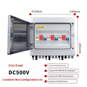 410x140x285mm PV Combiner Box Three-in-three-out DC500V Solar Junction Box with Fuse and Surge Protection - Product Image 2