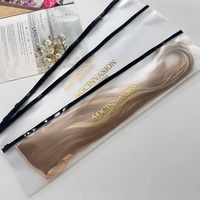 Sac en plastique de luxe imprimé sur mesure avec feuille d'or pour emballage de perruques, sac à fermeture éclair en PVC givré pour extensions de cheveux