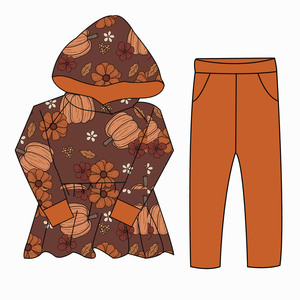 Conjunto Informal de Primavera para Niña, <span class=keywords><strong>Sudadera</strong></span> con Capucha y Leggings Ajustados, Estampado de Calabaza y Pavo - Product Image 5