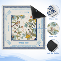 Tapis de jeu de Mahjong imperméable, motif floral classique avec oiseaux, tapis de Mahjong carré pour jeux de société avec identification directionnelle