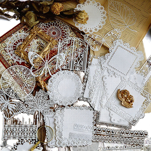 8 pièces de papier autocollant en dentelle ajourée, série <span class=keywords><strong>Alice</strong></span> Tea Party, carnet, <span class=keywords><strong>journal</strong></span>, matériel de <span class=keywords><strong>d</strong></span>écoration DIY, lot de papier de base - Product Image 3