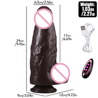 Dildo Grande Realista de 9 Pulgadas, Extra Ancho (2.56in), 9 Vibraciones, 3 Modos de Empuje, Control Remoto, Silicona, Ventosa, para Mujeres