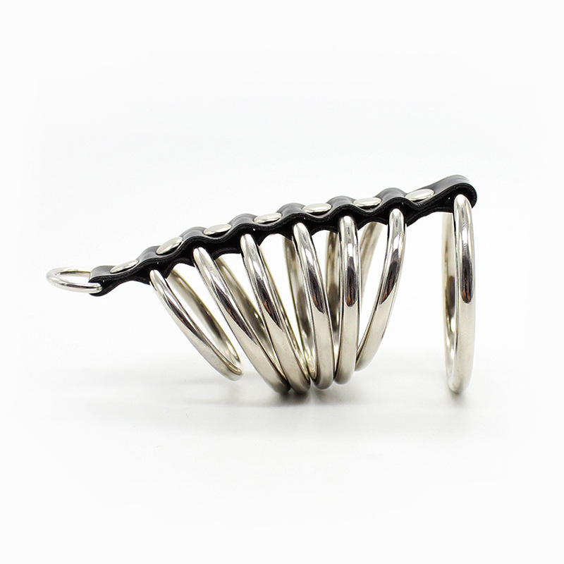 7 Ring Gates Hell Cock Rings - BDSM PU Leather Straps