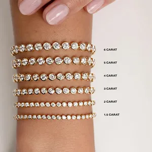 Charms Jewelry Vendors 925 Sterling Silver Bezel Set Classic Diamond Tennis Bracelet Femme