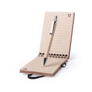 Set de Regalo de Oficina Personalizado con Logotipo Promocional, Ecológico, con Tapa de Bambú, Bloc de Notas A6 de 10*15 cm, Bolígrafo de Madera y Papel - Product Image 2