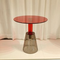 Table basse ronde en verre moderne personnalisée de designer, de luxe, rouge et verte, pour salle de sport, bar, canapé, décoration, meuble d'appoint