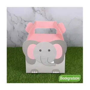 Kids DIY Candy Paper Boxes Wholesale Cupcake Food Boxes Packaging with Vary Cartoons Animals Lion Fox Puppy Elephant