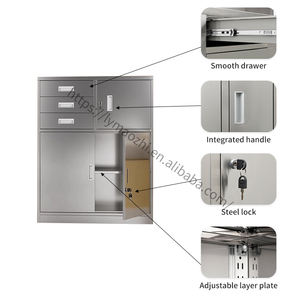 Armoire de <span class=keywords><strong>rangement</strong></span> multi-tiroirs en acier inoxydable avec double porte, <span class=keywords><strong>bureau</strong></span> verrouillable en métal et <span class=keywords><strong>casier</strong></span> de classement à domicile commercial - Product Image 2