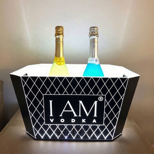 Custom Logo 12L Minimalist <b>Plastic</b> Flashing Sustainable Led Ice Bucket Cooling Ice Bucket Wine Ice Buckets for Parties - Product Image 1
