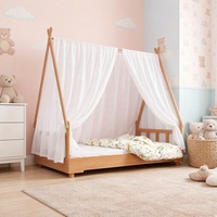 Natürliches Holz Dreieckiges Himmelbett für Kinder mit Schutzgeländer für Kleinkinder Kinderzimmermöbel