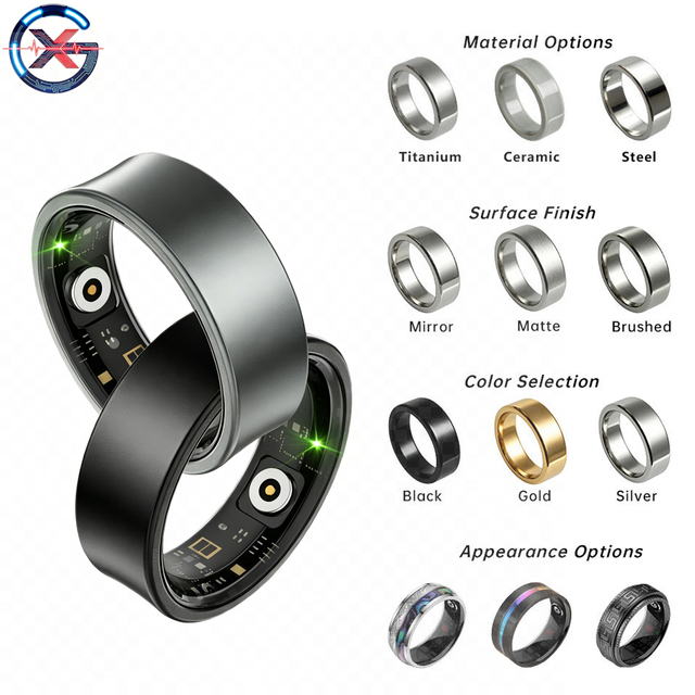 Wholesale Smart Ring Wearable Heart Rate Spo2 Stress Pedometer 5ATM Waterproof Sleep Fitness Smart Finger Ring