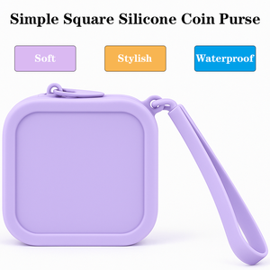 Silicone Square Coin Purse Waterproof Soft <b>Mini</b> Wallet with Zipper and Wrist Strap OEM Custom Logo Available for Daily Use - Product Image 2