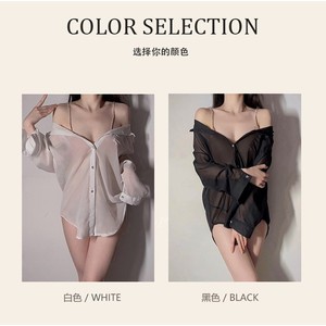 Sexy Chiffon Nightgown With Rhinestone Chain Long Sleeve Soft Sleepwear For Women Home Wear - Product Image 3