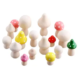 Manufacturers Wholesale Unfinished Wooden Cute Mushroom Shape Of Natural Wooden Toys Diy Baby Painting Toy Accessories