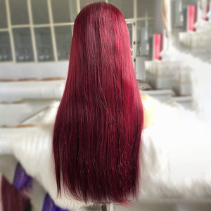 Pelucas de <span class=keywords><strong>cabello</strong></span> humano de encaje 13X4 para mujeres, pelucas rectas 99J <span class=keywords><strong>Borgoña</strong></span> Bob, peluca con malla frontal 4X4 Hd para mujeres negras - Product Image 2