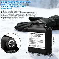 Batería Recargable de 7.4V 3350mAh para Guantes Calefactables, Batería de Repuesto de Iones de Litio para Guantes, Calcetines y Ropa con Calefacción Eléctrica, OEM