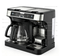 Machine à café filtre 12 tasses et cafetière à dosettes K-Cup individuelle, réservoir d'eau partagé détachable de 2,5 à 3 L, commande tactile LCD